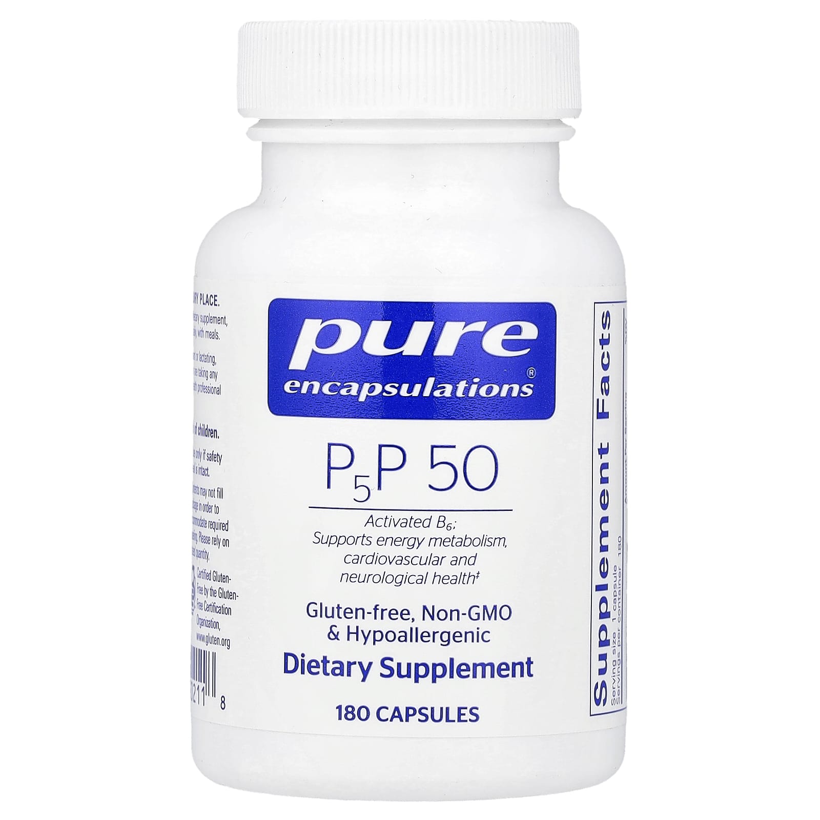 Витамин B6 P-5-P Pure Encapsulations 50, 50 мг, 180 капсул