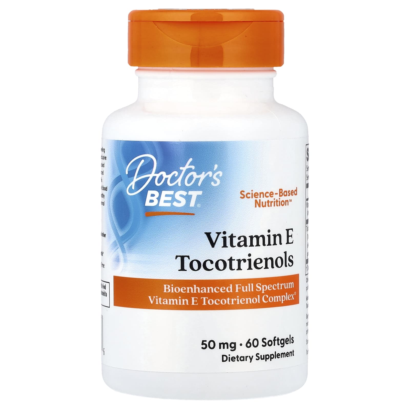 Витамин E Doctor's Best Tocotrienols, 60 мягких капсул