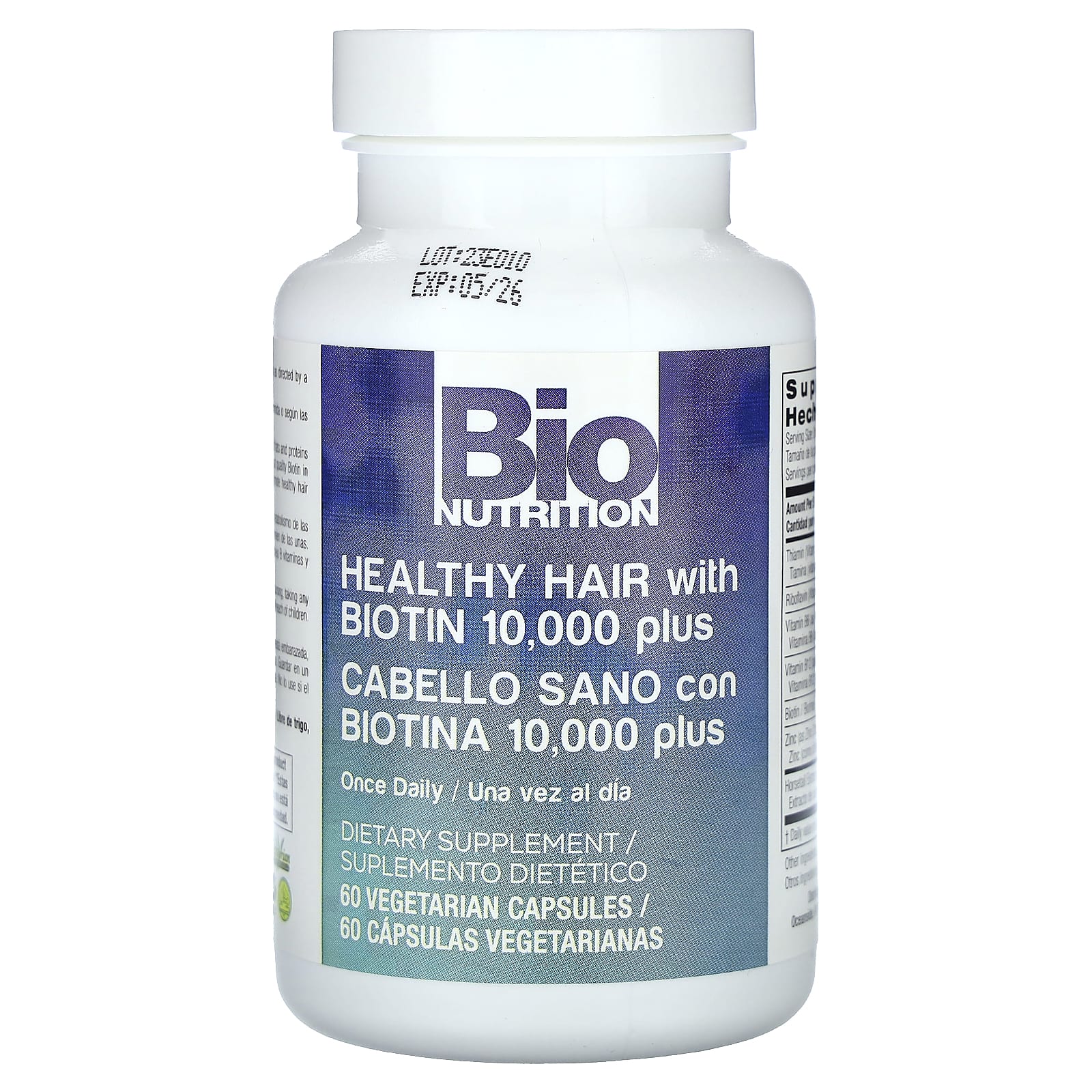 Биотин Bio Nutrition Healthy Hair with 10, оттенок 000 Plus, 60 растительных капсул — фото 3