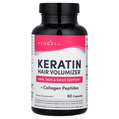Коллаген NeoCell Keratin Hair Volumizer + Peptides, 60 капсул