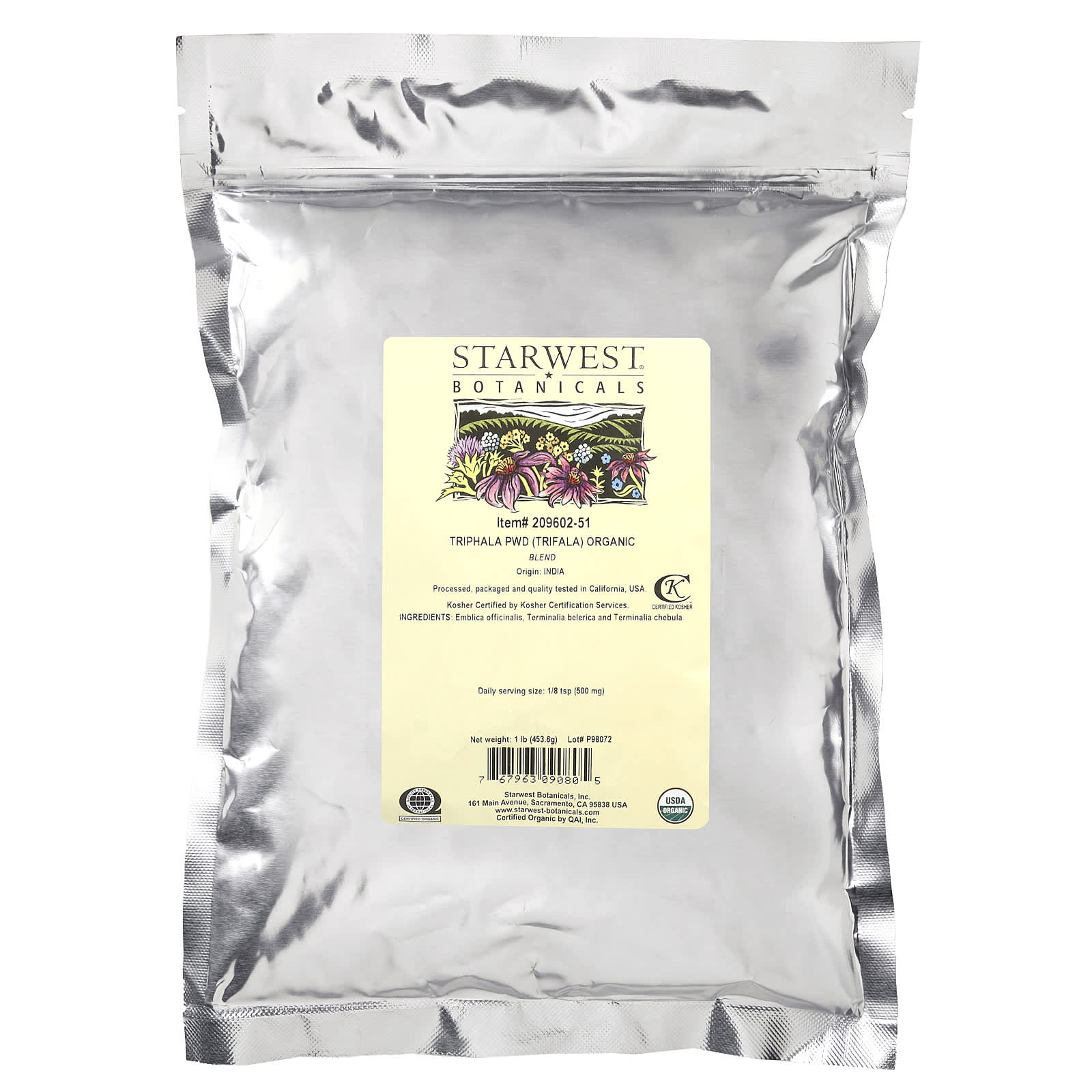 Трифала Starwest Botanicals Organic PWD (Trifala) Blend, 453.6 г