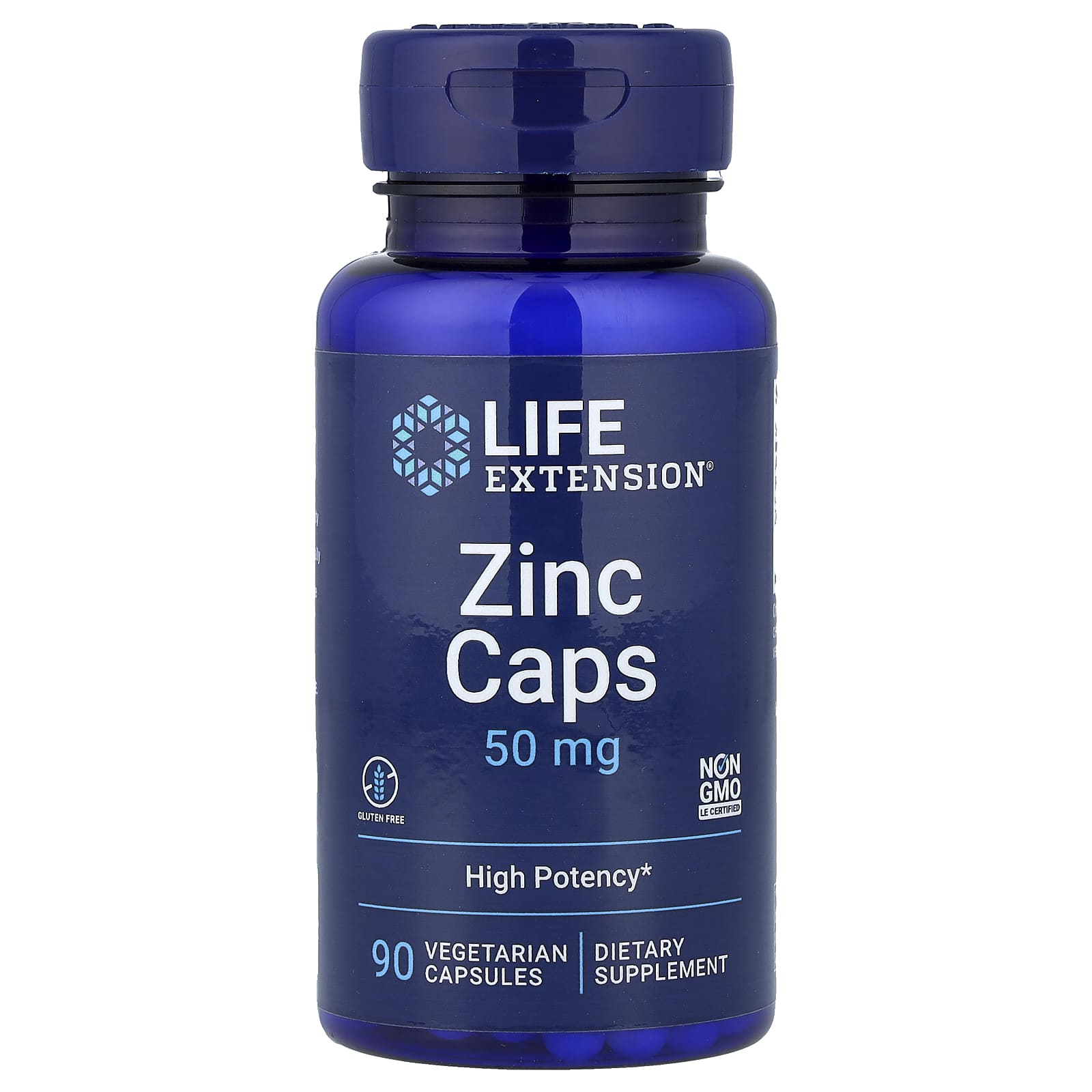 Цинк Life Extension Caps High Potency, 50 мг, 90 растительных капсул