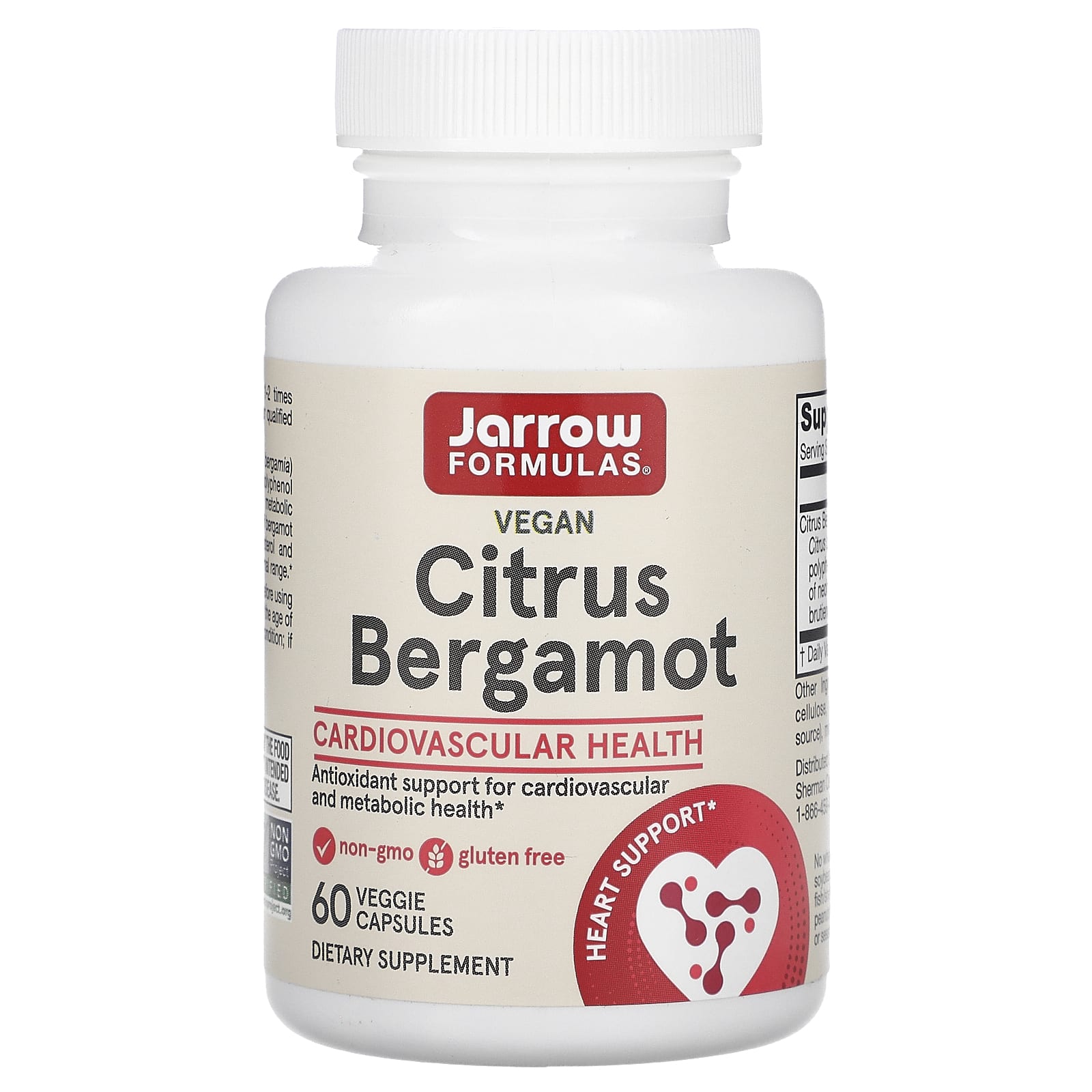 Веганский Бергамот Jarrow Formulas, 60 растительных капсул (500 мг на капсулу)