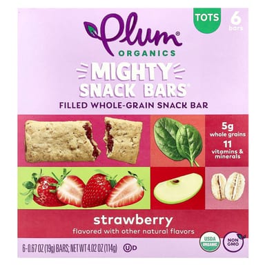 Снек Plum Organics Mighty Bars® Tots, вкус Strawberry, 19 г, 6 шт., батончик