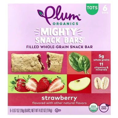 Фото товара: Снек Plum Organics Mighty Bars® Tots, вкус «клубника», 19 г, 6 шт., батончик
