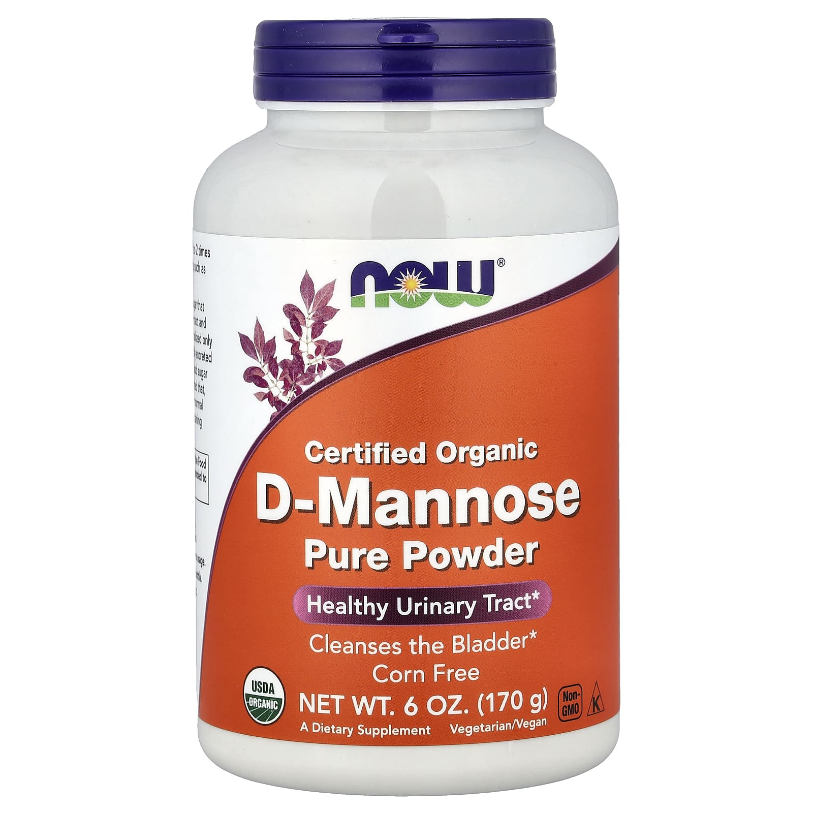 D-манноза NOW Foods Certified Organic D-Mannose Pure Powder, 170 г, порошок — фото 3