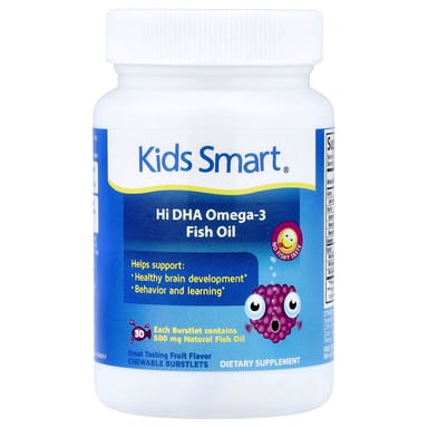 Рыбий жир Kids Smart® Hi DHA-Omega 3 Fruit, оттенок 30 Chewable Burstlets, масло