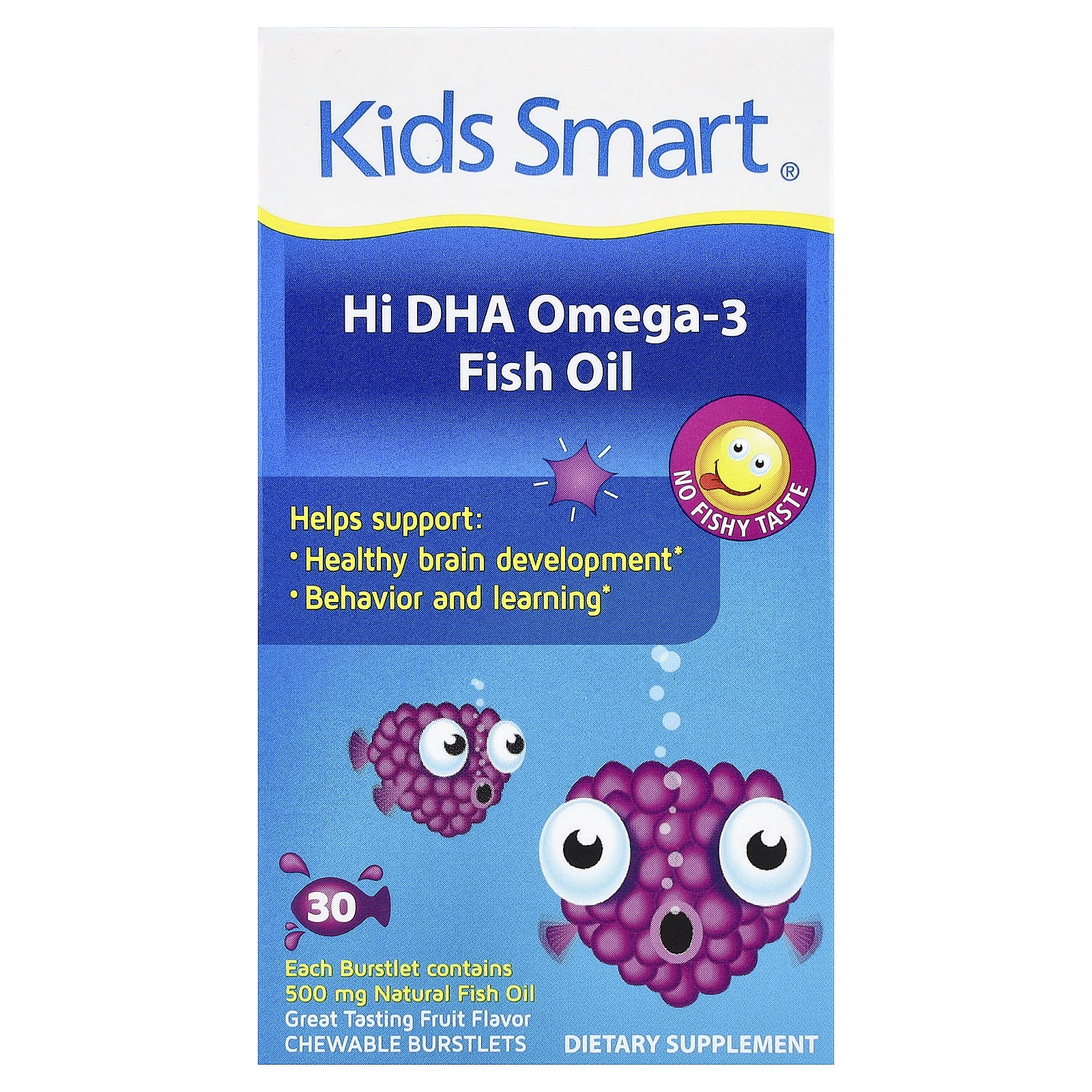 Рыбий жир Kids Smart® Hi DHA-Omega 3 Fruit, оттенок 30 Chewable Burstlets, масло — фото 2