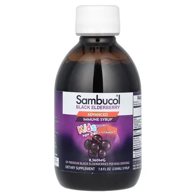 Фото товара: Бузина Sambucol Black Advanced Immune Syrup Ages 2+ 8 360 mg, 8360 мг, 230 мл