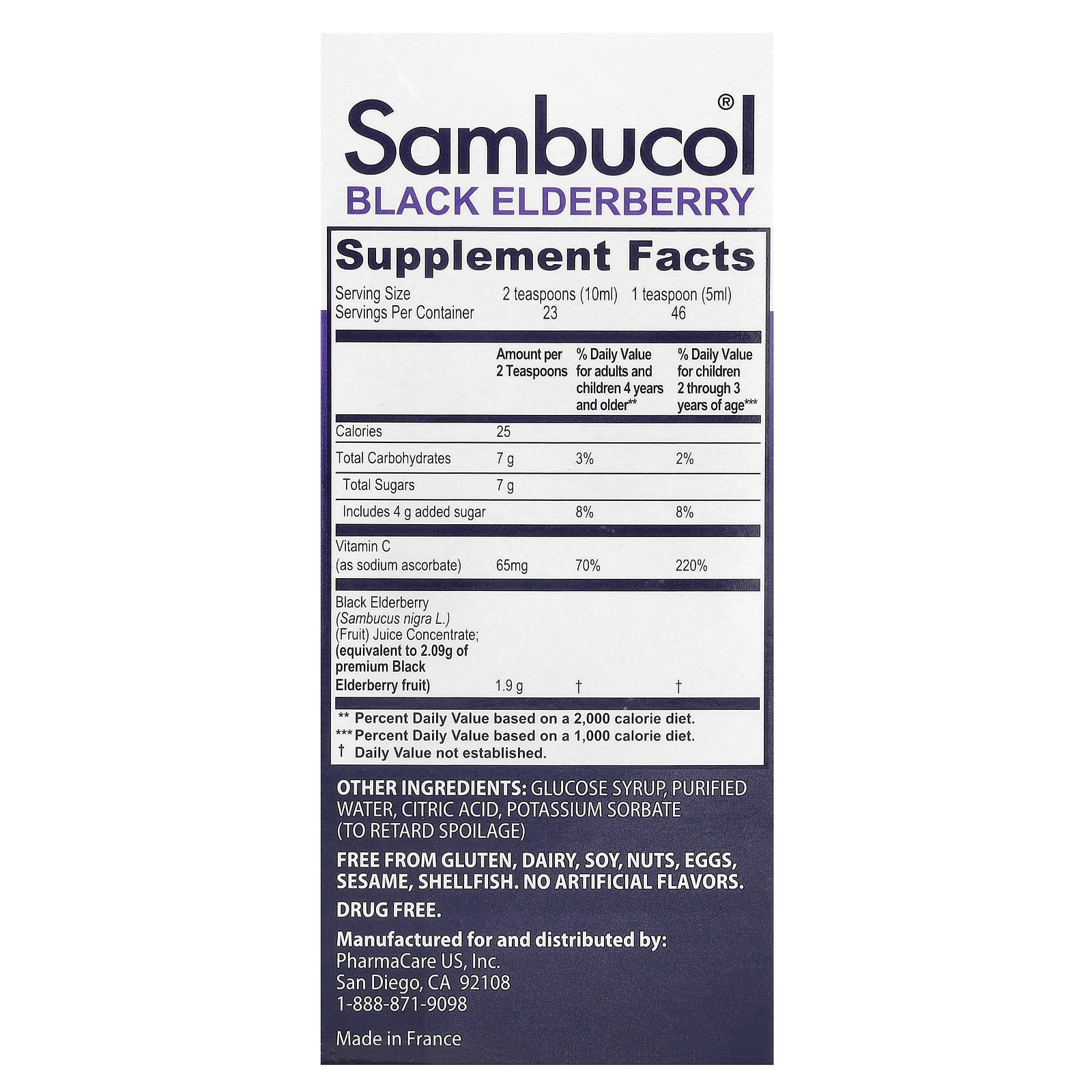 Бузина Sambucol Black Advanced Immune Syrup Ages 2+ 8 360 mg, 8360 мг, 230 мл — фото 4