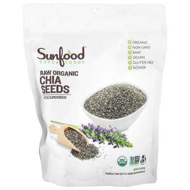 Органические семена чиа Sunfood Raw, 454 г