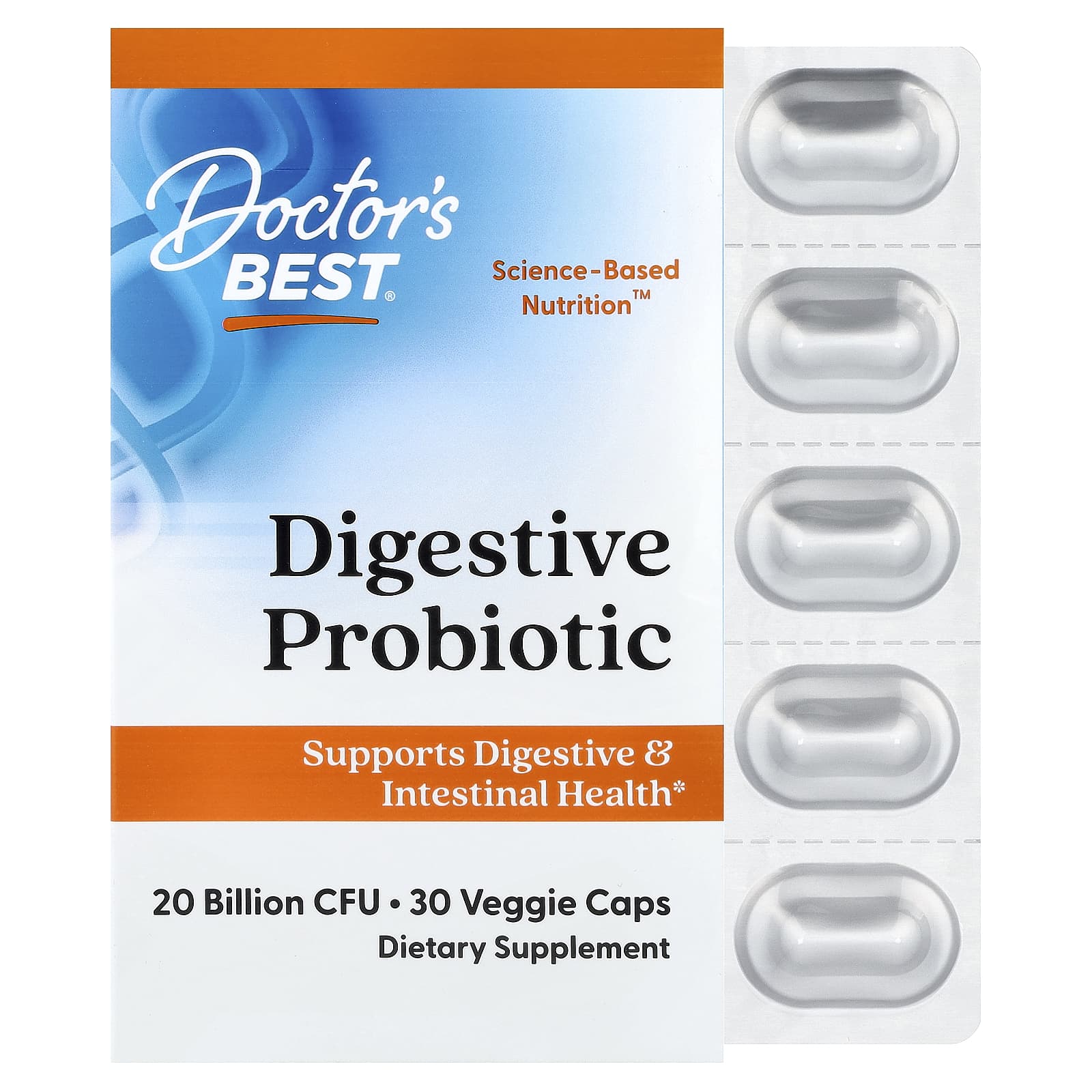 Пробиотик Doctor's Best Digestive, 30 растительных капсул
