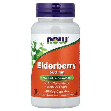Бузина NOW Foods, вкус Elderberry, 500 мг, 60 растительных капсул