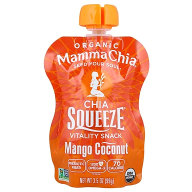 Снек Mamma Chia Organic Chia Squeeze Vitality Mango Coconut 8 Squeezes, 99 г
