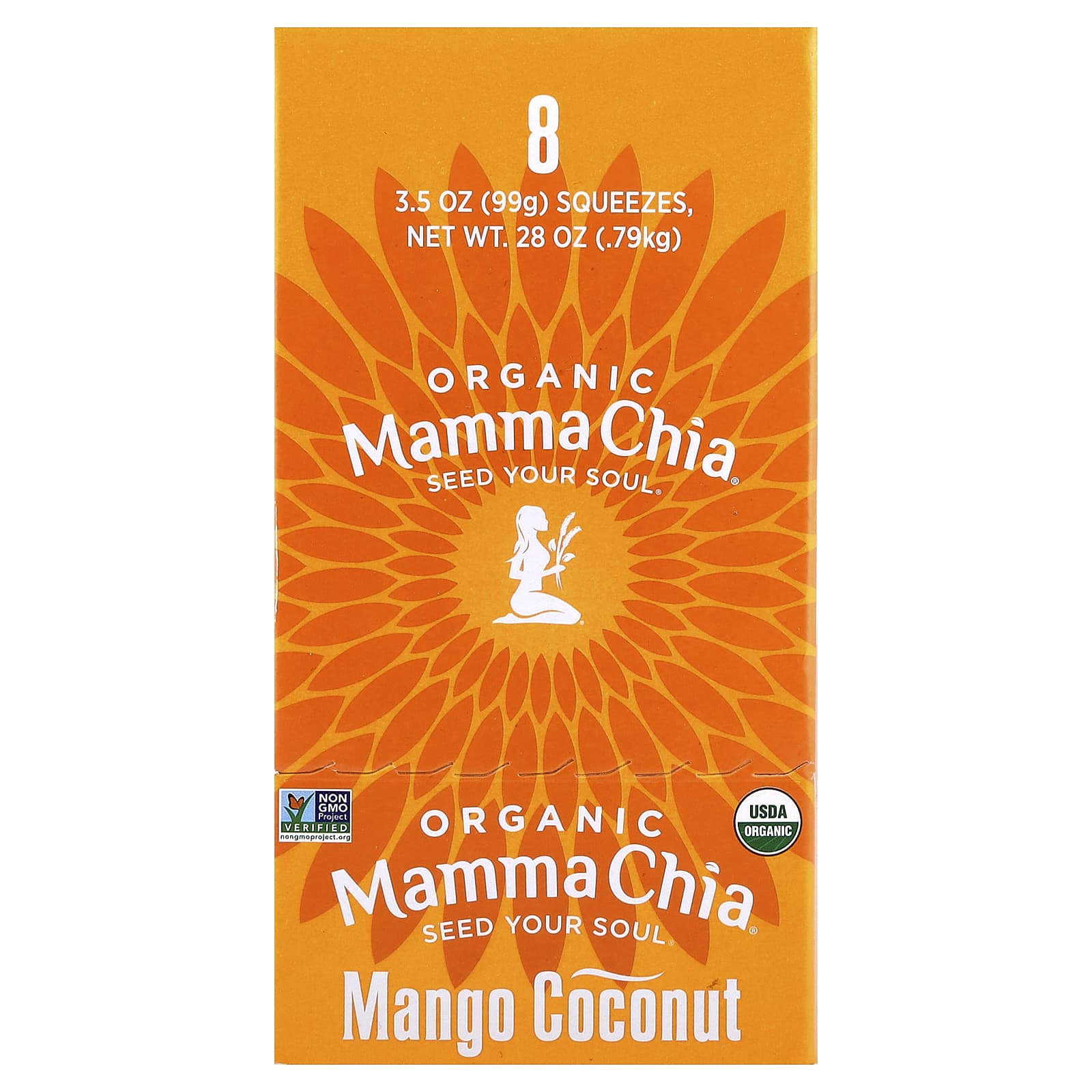 Снек Mamma Chia Organic Chia Squeeze Vitality Mango Coconut 8 Squeezes, 99 г — фото 2