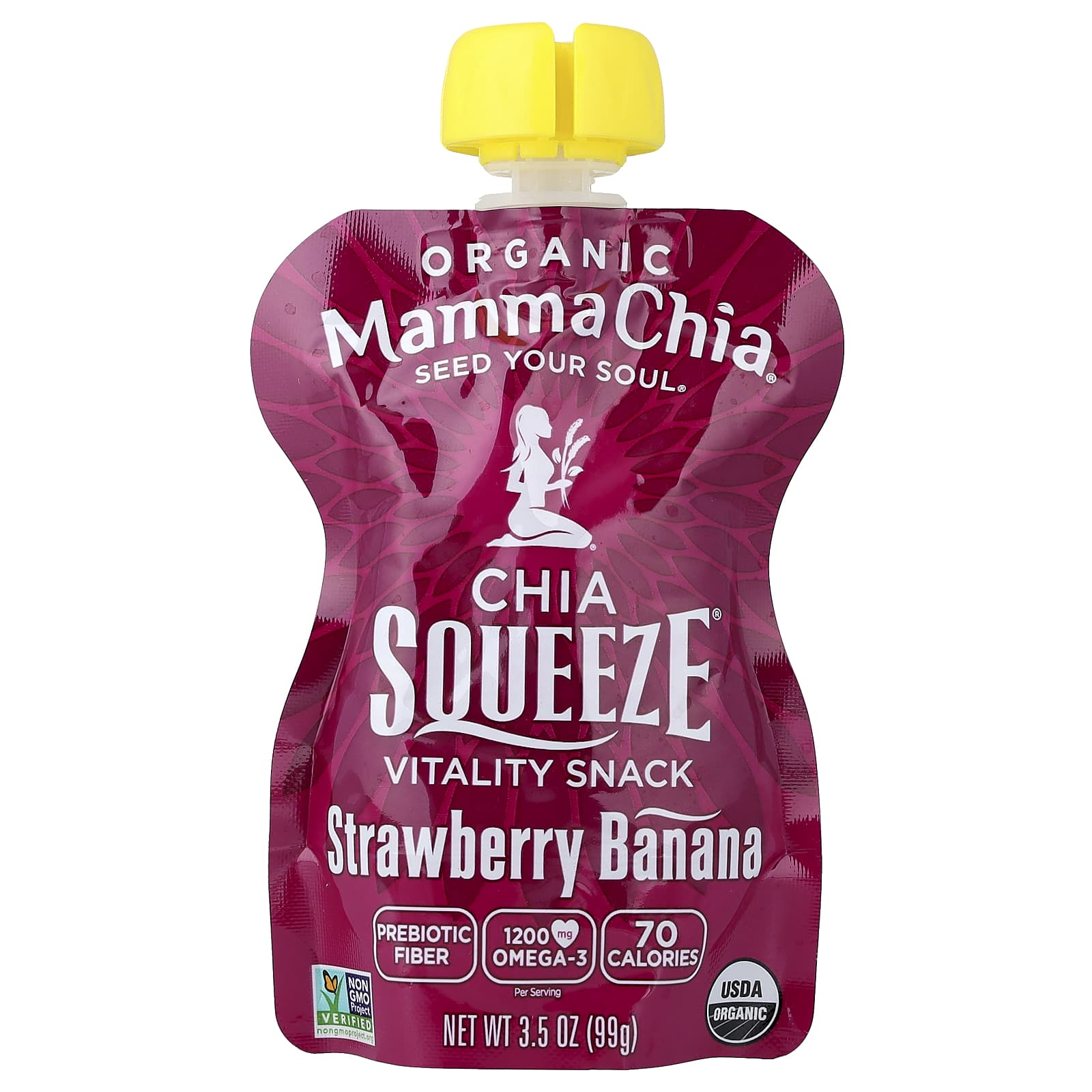 Снек Mamma Chia Organic Chia Squeeze® Vitality Strawberry Banana, 99 г, набор из 4 шт. — фото 2