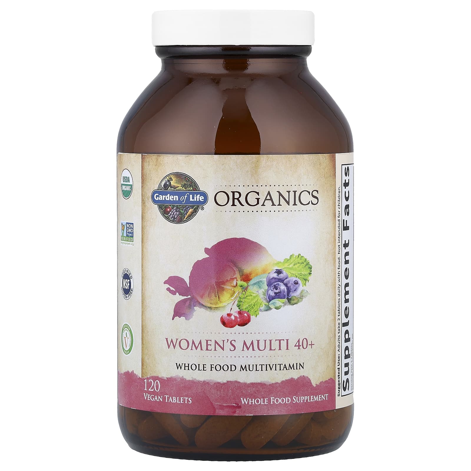 Женские мультивитамины Garden of Life Organics 40+ 120 Vegan Tablets, таблетки