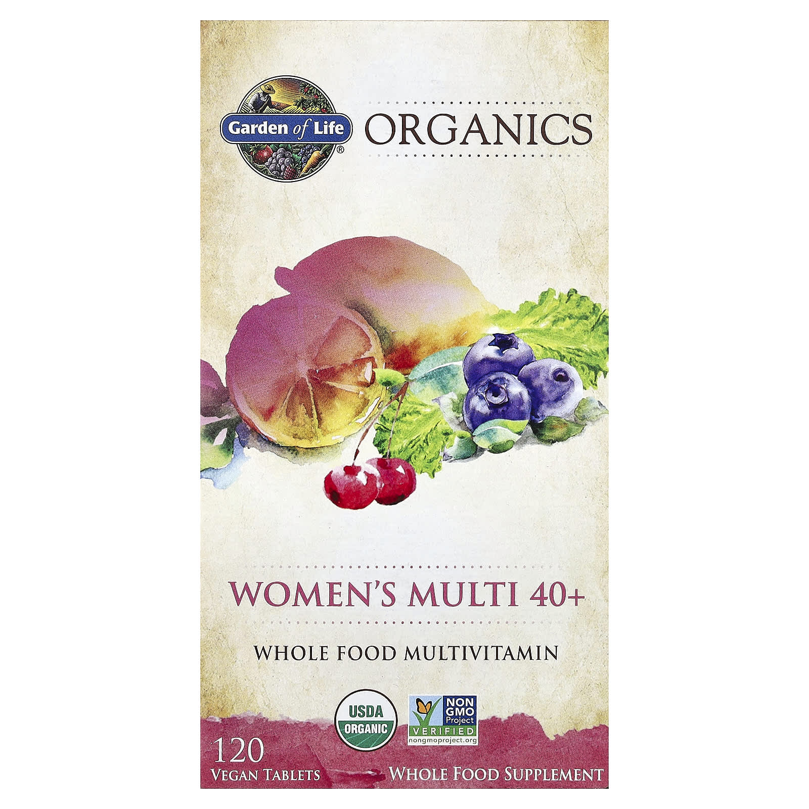 Женские мультивитамины Garden of Life Organics 40+ 120 Vegan Tablets, таблетки — фото 2