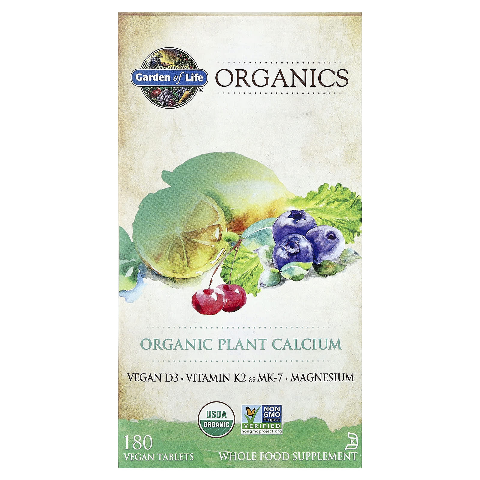 Кальций Garden of Life Organics Organic Plant 180 Vegan Tablets, таблетки — фото 2