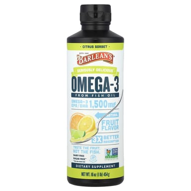 Рыбий жир Barlean's Seriously Delicious® Omega-3 From Citrus Sorbet, 454 г, масло