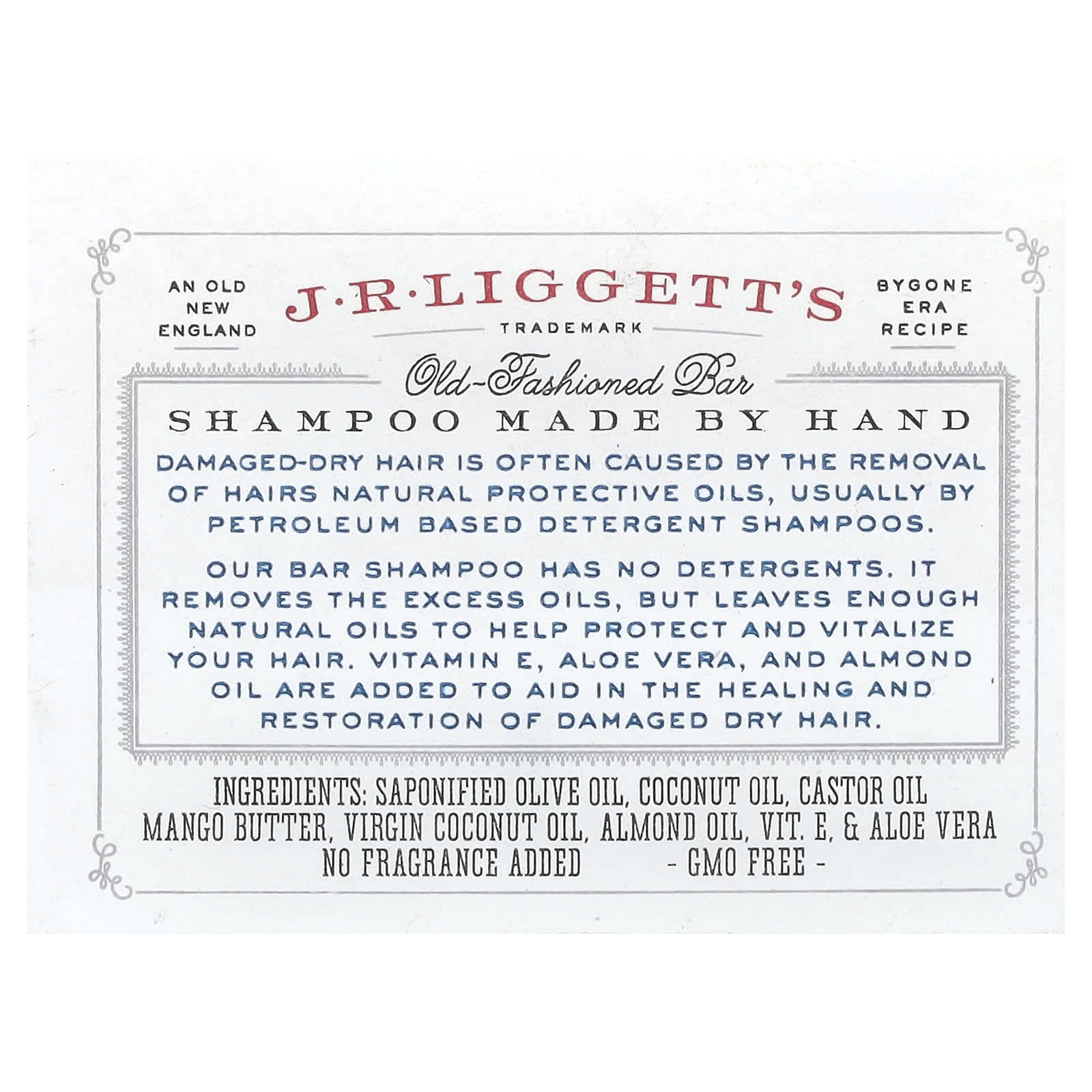 Формула J.R. Liggett's Old-Fashioned Shampoo Bar Moisturizing, 99 г, батончик — фото 2
