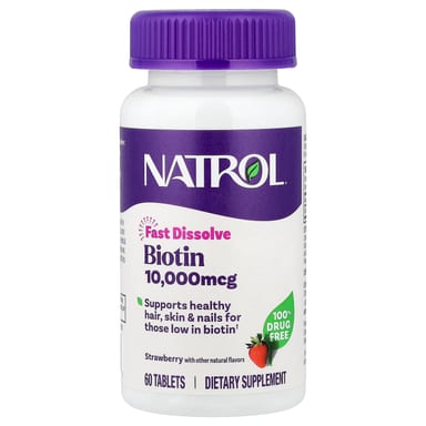 Биотин Natrol Fast Dissolve, вкус Strawberry, 10000 мкг, 60 таблеток