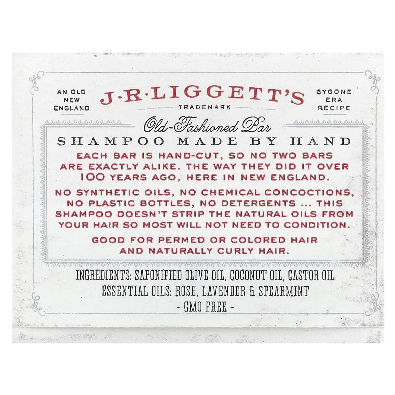 Формула J.R. Liggett's Old Fashioned Shampoo Bar Original, 99 г, батончик — фото 2