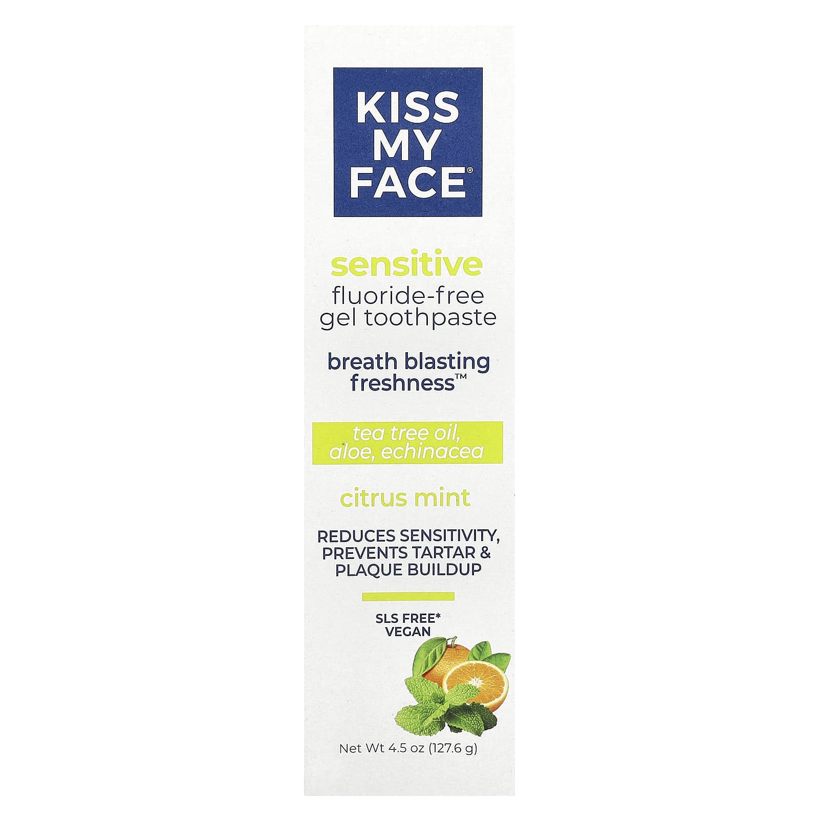 Зубная паста Kiss My Face Sensitive Fluoride-Free Gel Citrus Mint, 127.6 г, гель — фото 2