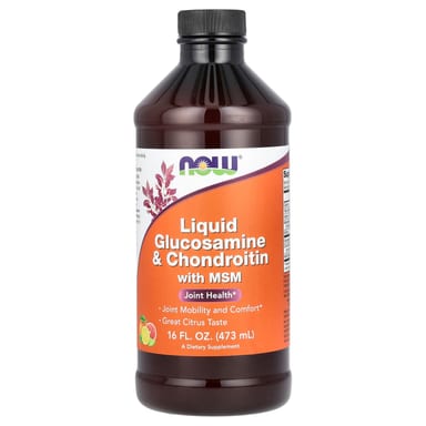Хондроитин NOW Foods Liquid Glucosamine & with MSM, оттенок Citrus, 473 мл, жидкая форма