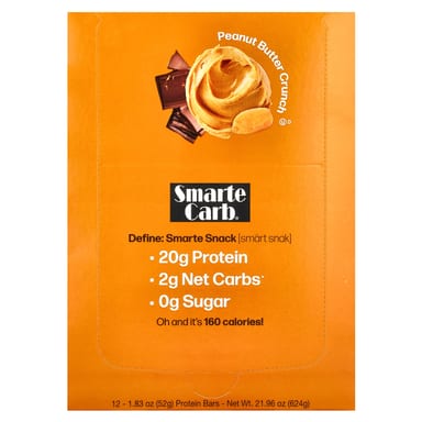 Арахисовая паста NuGo Nutrition Smarte Carb® Protein Bar Crunch, 52 г, 12 шт., батончик