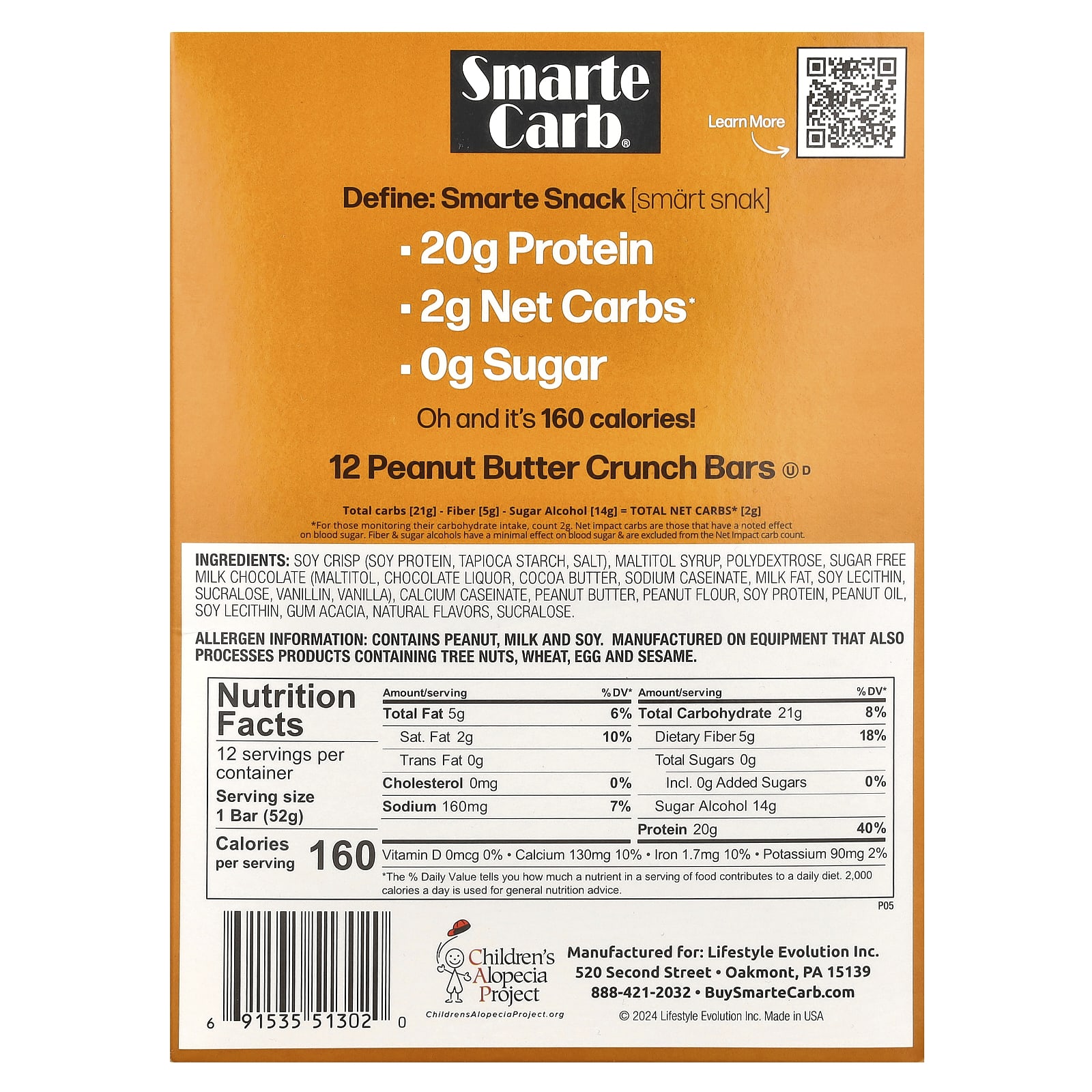 Арахисовая паста NuGo Nutrition Smarte Carb® Protein Bar Crunch, 52 г, 12 шт., батончик — фото 2