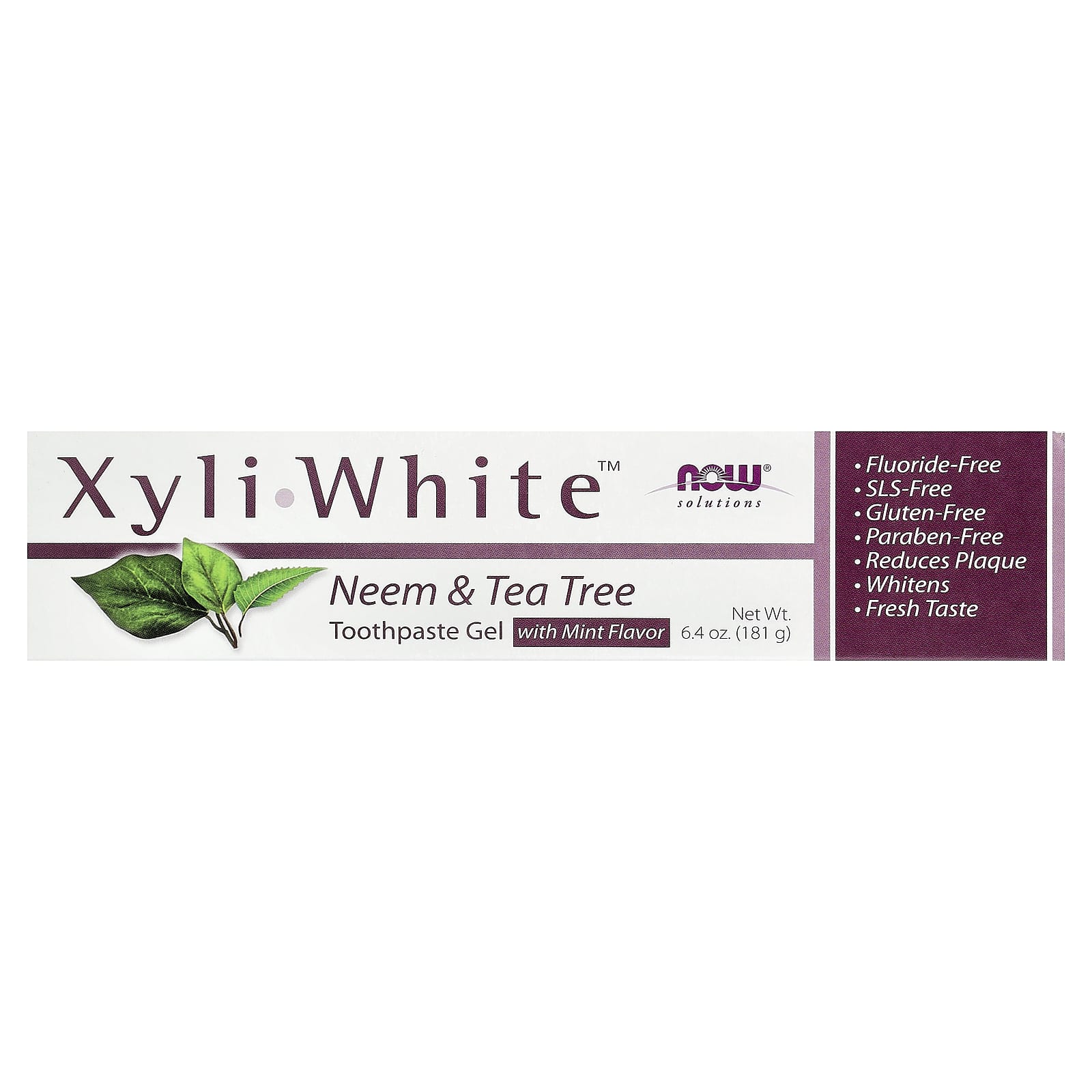 Зубная паста NOW Foods Solutions XyliWhite™ Gel Neem & Tea Tree, оттенок Mint, 181 г, гель — фото 2