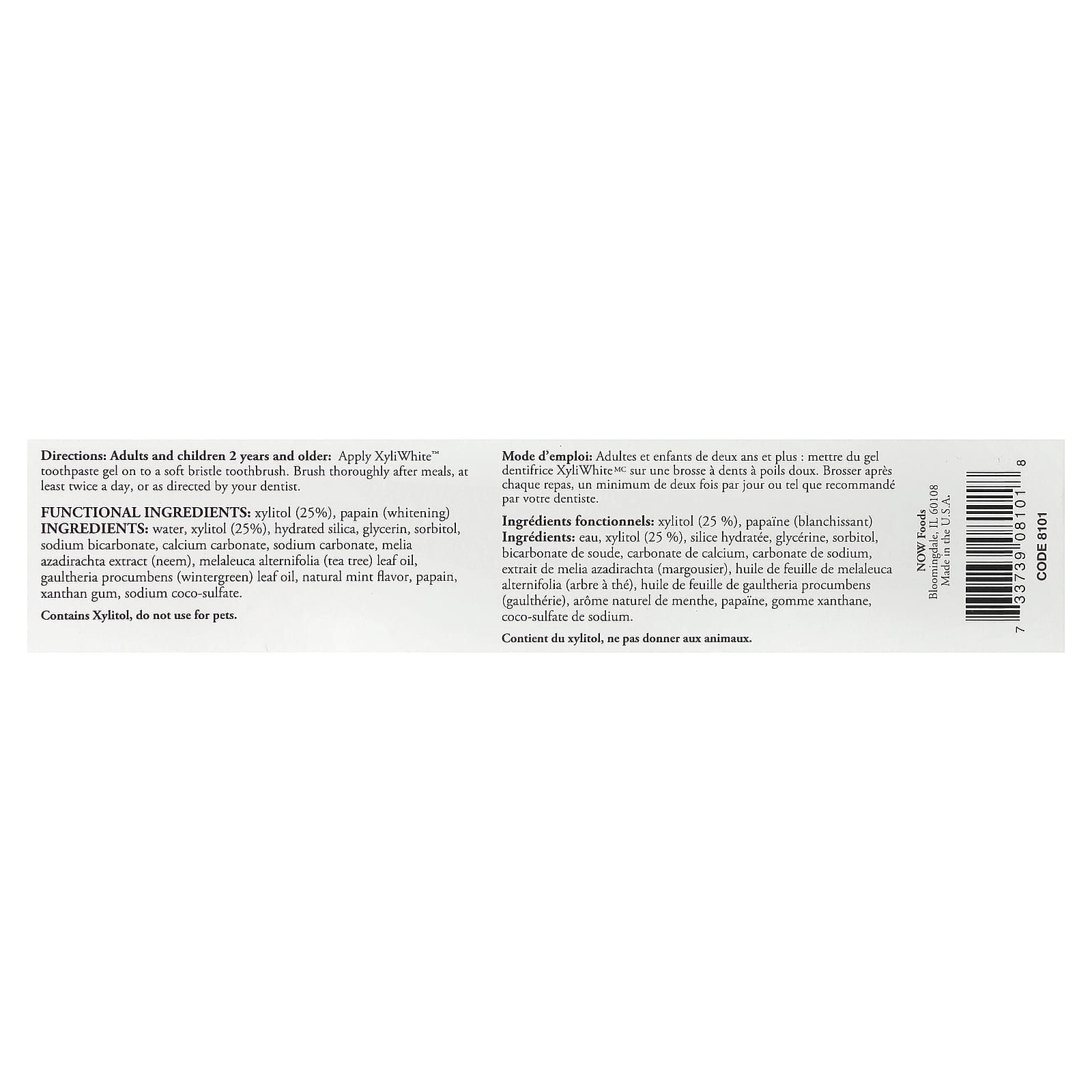 Зубная паста NOW Foods Solutions XyliWhite™ Gel Neem & Tea Tree, оттенок Mint, 181 г, гель — фото 3
