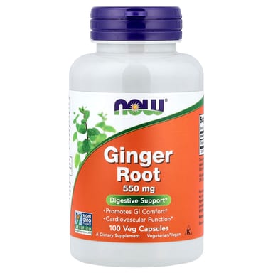 Имбирь NOW Foods Root, 550 мг, 100 растительных капсул