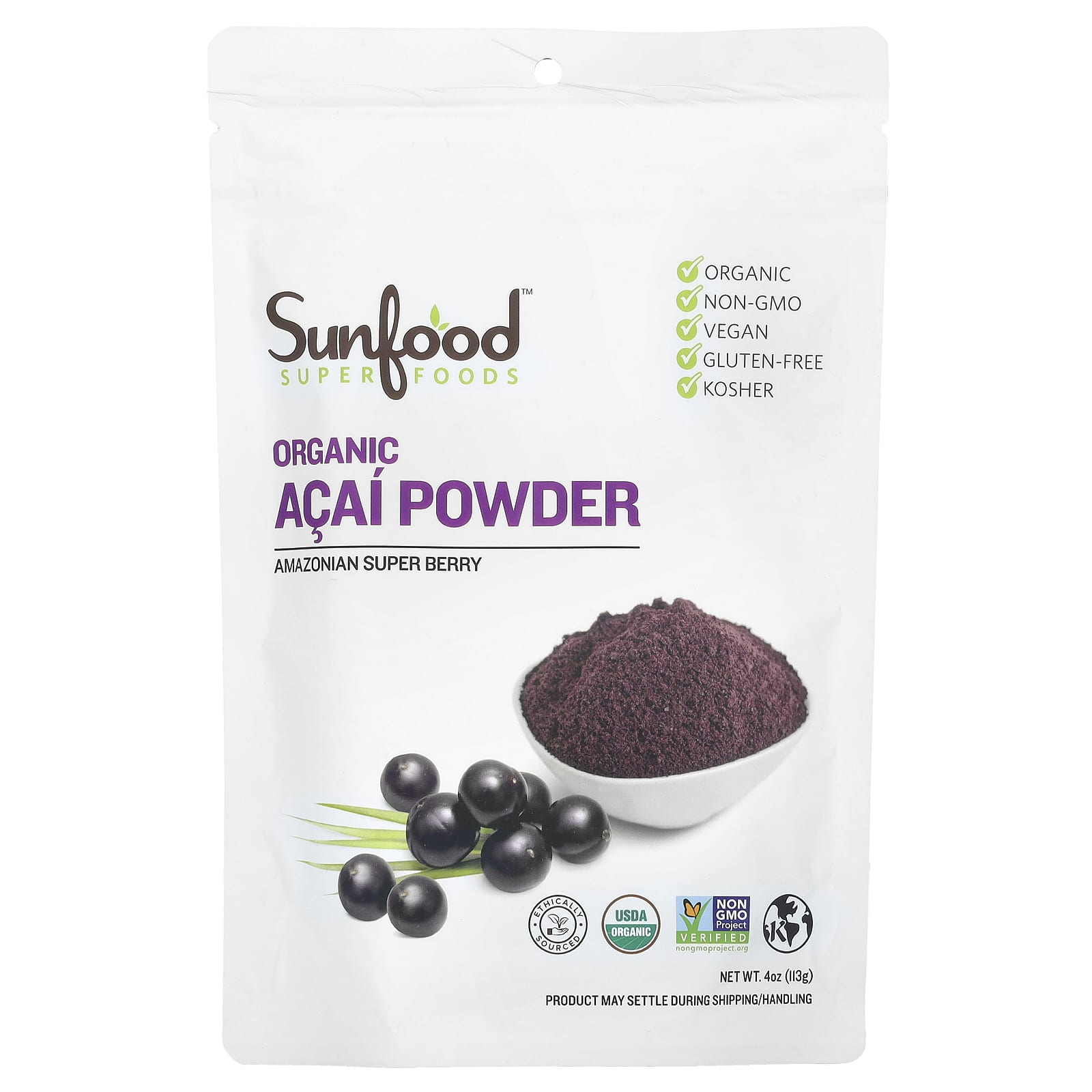Порошок Sunfood Organic Acai, 113 г