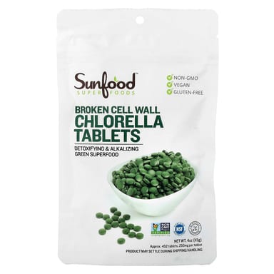 Хлорелла Sunfood Broken Cell Wall Tablets, 113 г, 452 таблеток