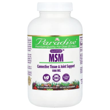 МСМ Paradise Herbs OptiMSM™, 1000 мг, 180 растительных капсул