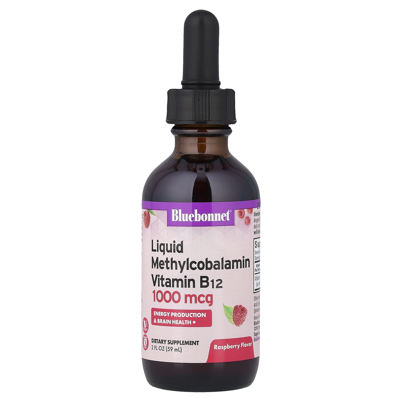 Метил B12 Bluebonnet Nutrition Liquid Vitamin B12, вкус Raspberry, 59 мл, жидкая форма