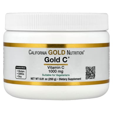 Витамин C California Gold Nutrition Gold C® Powder USP Grade, 1000 мг, 250 г, порошок