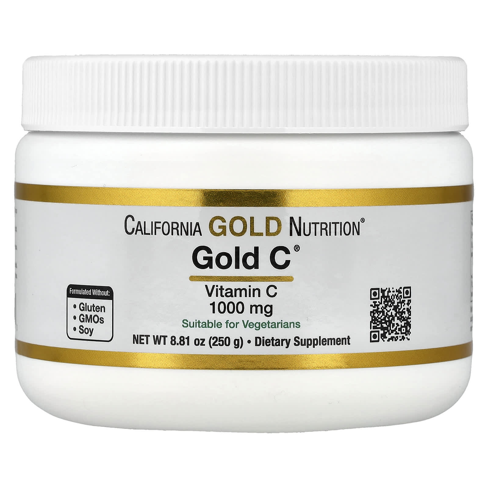 Витамин C California Gold Nutrition Gold C® Powder USP Grade, 1000 мг, 250 г, порошок — фото 4
