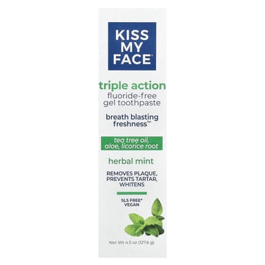 Зубная паста Kiss My Face Triple Action Fluoride-Free Gel Herbal Mint, 127.6 г, гель