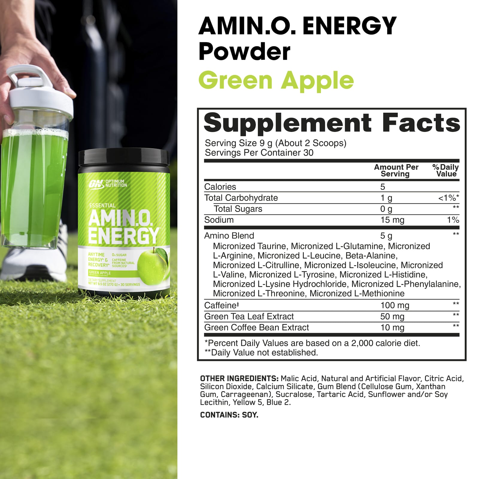 Энергетик Optimum Nutrition, 270 г (9.5 oz), зеленое яблоко