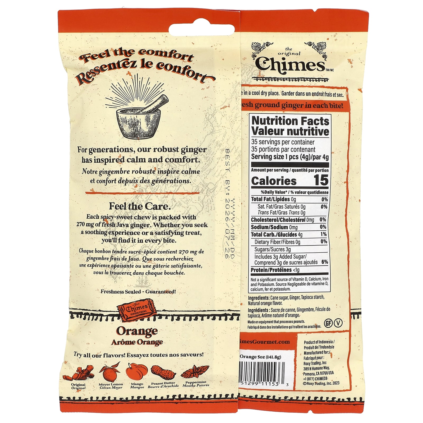 Имбирь Chimes Chews, вкус Orange, 141.8 г, жевательные добавки — фото 2