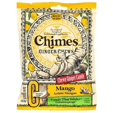 Имбирь Chimes Chews, вкус Mango, 141.8 г, жевательные добавки