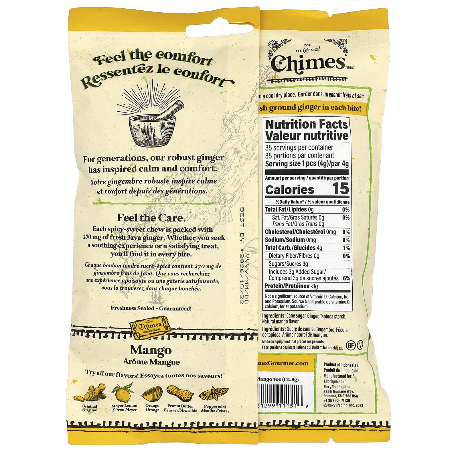 Имбирь Chimes Chews, вкус Mango, 141.8 г, жевательные добавки — фото 2