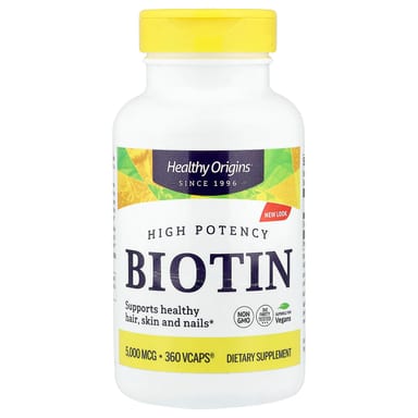 Биотин Healthy Origins High Potency, оттенок 360 Vcaps®, 5000 мкг