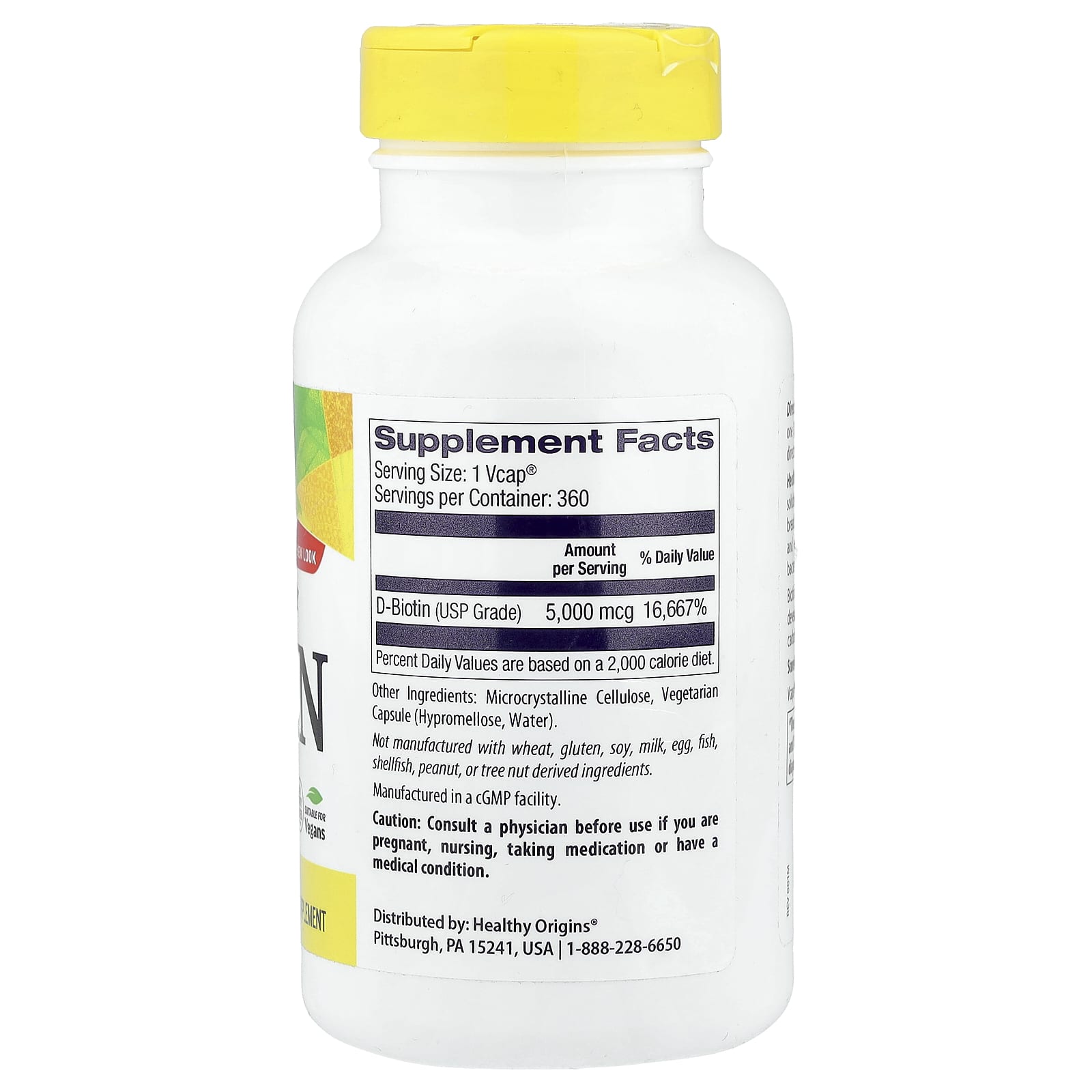 Биотин Healthy Origins High Potency, оттенок 360 Vcaps®, 5000 мкг — фото 2