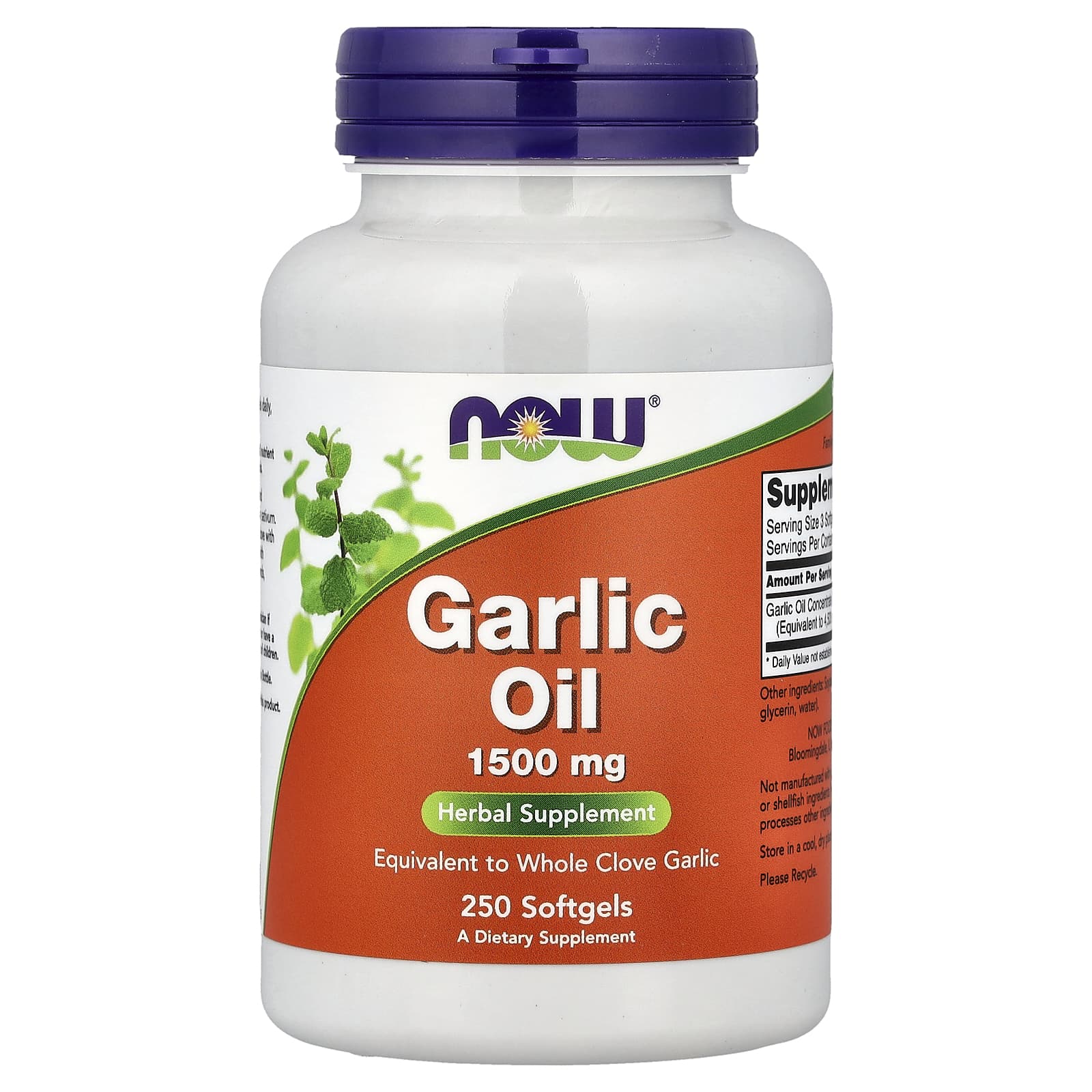 Масло NOW Foods Garlic, 3 мг, 250 мягких капсул