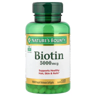 Фото товара: Биотин Nature's Bounty 150 Rapid Release, 5000 мкг, мягкие капсулы