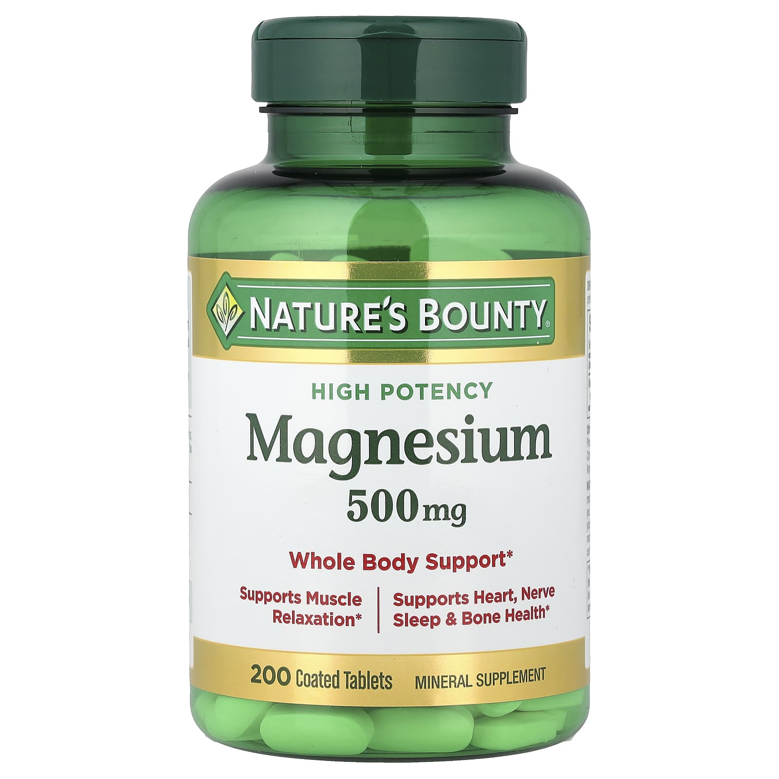 Магний Nature's Bounty High Potency 200 Coated Tablets, 500 мг, таблетки